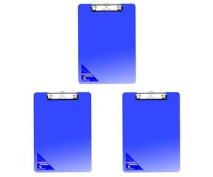 SECO Plastic Translucent A4 Clipboard - Blue, SE-C1102-BU (Pack of 3)