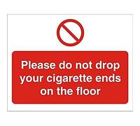Seco Please Do Not Drop Your Cigarette Ends On The Floor Sign, 300mm x 200mm - 1mm Semi Rigid Plastic