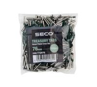 Seco Premium Nickel Plated Cross Bar Treasury Tags, 76mm, Pack of 100 - Green