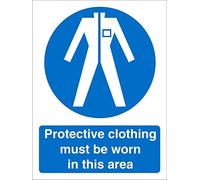 Seco Protective Clothing Must Be Worn in This Area Sign, 150mm x 200mm - Self Adhesive Vinyl
