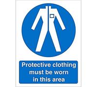 Seco Protective Clothing Must Be Worn in This Area Sign, 200mm x 300mm - 1mm Semi Rigid Plastic