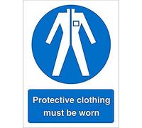 Seco Protective Clothing Must Be Worn Sign, 150mm x 200mm - 1mm Semi Rigid Plastic