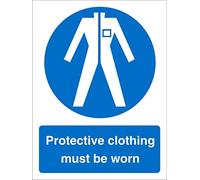 Seco Protective Clothing Must Be Worn Sign, 200mm x 300mm - 1mm Semi Rigid Plastic