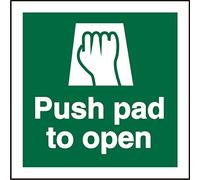 Seco Push Pad to Open Sign, 100mm x 100mm - 1mm Semi Rigid Plastic