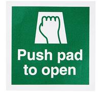 Seco Push Pad to Open Sign, 100mm x 100mm - Self Adhesive Vinyl