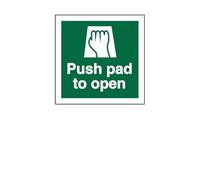 Seco Push Pad To Open Sign, 15cm x 15cm - Self Adhesive Vinyl (Pack of 4)