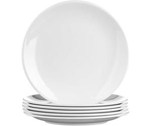 SECO Round Melamine Dinner Plates | 9 Inch / 23cm | Pack of 6 | Durable Reusable Plates for Everyday Dining, Parties & Catering | White
