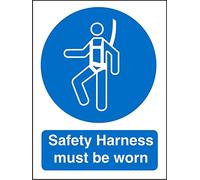 Seco Safety Harness Must Be Worn Sign, 150mm x 200mm - 1mm Semi Rigid Plastic