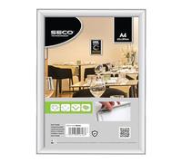 SECO A4 Silver Aluminum Snap Frames (Pack of 5) - 210x297 mm Easy-Open Display for Posters, Point Of Sale, Menus, Health & Safety Notices - Ideal for Offices, Retail, and Venues (SN25A4-5)