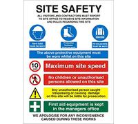 Seco Site Safety, All Visitors and Contractors Must Report to Site Office Sign, 450mm x 600mm - 4mm Fluted Board