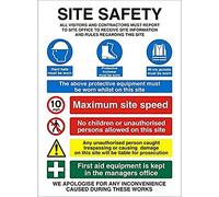 Seco Site Safety, All Visitors and Contractors Must Report to Site Office Sign, 600mm x 800mm - 4mm Fluted Board