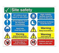Seco Site Safety, All Visitors Must Report to Site Office Sign, 800mm x 600mm - 4mm Fluted Board