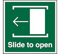 Seco Slide to Open - Left Arrow Sign, 100mm x 100mm - 1mm Semi Rigid Plastic