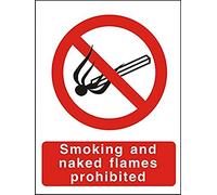 Seco Smoking and Naked Flames Prohibited Sign, 150mm x 200mm - 1mm Semi Rigid Plastic