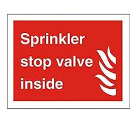 Seco Sprinkler Stop Valve Inside & Fire Sign, 200mm x 150mm - 1mm Semi Rigid Plastic
