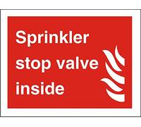 Seco Sprinkler Stop Valve Inside & Fire Sign, 300mm x 200mm - Self Adhesive Vinyl
