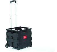 Seco Square Handle Medium Foldable Plastic Crate Trolley - Black