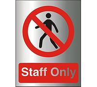 Seco Staff Only Sign, 150mm x 200mm - 1.5mm Brushed Aluminium Composite