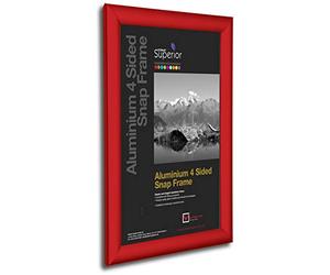 SECO Stewart Superior A4 Aluminium 4 Sided 25mm Front Loading Picture/Poster Snap Frame - Red, REDA4