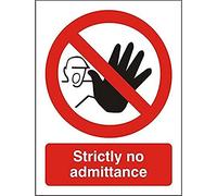 Seco Strictly No Admittance Sign, 300mm x 400mm - 1mm Semi Rigid Plastic