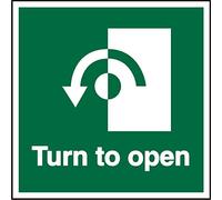 Seco Turn to Open - Anti-clockwise Arrow Sign, 150mm x 150mm - 1mm Semi Rigid Plastic