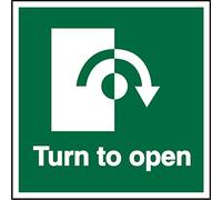 Seco Turn to Open - Clockwise Arrow Sign, 100mm x 100mm - 1mm Semi Rigid Plastic