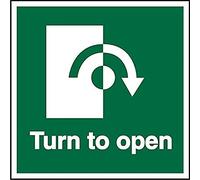 Seco Turn to Open - Clockwise Arrow Sign, 150mm x 150mm - 1mm Semi Rigid Plastic