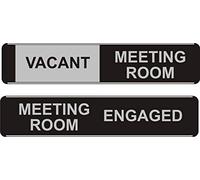 SECO VACANT MEETING ROOM/ENGAGED Sliding Door Sign |Office and Meeting Room | 255 x 52mm | Aluminium & PVC Construction | Room Occupancy Sign | Self-Adhesive Installation