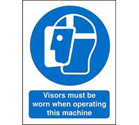 Seco Visors Must Be Worn When Operating This Machine Sign, 150mm x 200mm - 1mm Semi Rigid Plastic