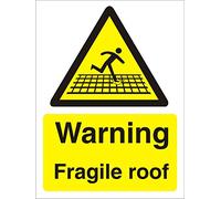 Seco Warning Fragile Roof Sign, 300mm x 400mm - Self Adhesive Vinyl