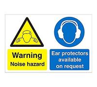 Seco Warning Noise Hazard, Ear Protectors Available On Request Sign, 150mm x 200mm - Self Adhesive Vinyl