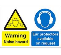 Seco Warning Noise Hazard, Ear Protectors Available On Request Sign, 200mm x 300mm - Self Adhesive Vinyl