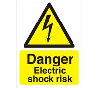 Seco Warning Safety Sign Danger Electric Shock Risk Semi Rigid Plastic 150 x 200mm - W0258SRP150X200