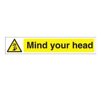 Seco Warning Safety Sign Mind Your Head Semi Rigid Plastic 300 x 50mm - W0186SRP300X50