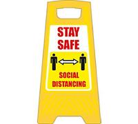 Seco Warning Sign Stay safe, social distancing Freestanding PP (Polypropylene) 30 x 60 cm FSSSD01