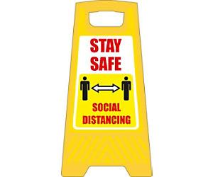 Seco Warning Sign Stay safe, social distancing Freestanding PP (Polypropylene) 30 x 60 cm FSSSD01