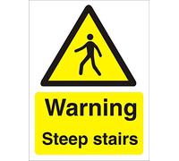 Seco Warning Steep Stairs Sign, 200mm x 300mm - 1mm Semi Rigid Plastic