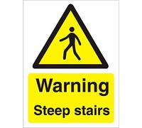 Seco Warning Steep Stairs Sign, 300mm x 400mm - 1mm Semi Rigid Plastic