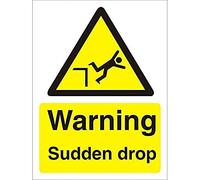 Seco Warning Sudden Drop Sign, 150mm x 200mm - 1mm Semi Rigid Plastic
