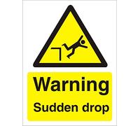 Seco Warning Sudden Drop Sign, 200mm x 300mm - Self Adhesive Vinyl