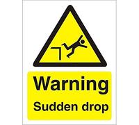 Seco Warning Sudden Drop Sign, 300mm x 400mm - Self Adhesive Vinyl