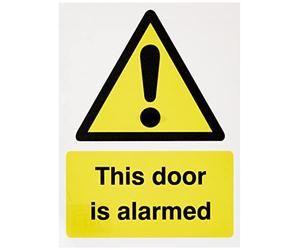 Seco Warning This Door is Alarmed Sign, 150mm x 200mm - Self Adhesive Vinyl