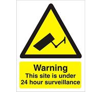 Seco Warning This Site is Under 24 Hour Surveillance Sign, 150mm x 200mm - Self Adhesive Vinyl