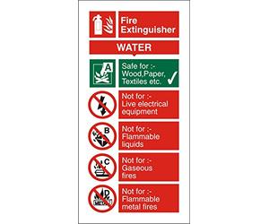 Seco Water Fire Extinguisher Sign, 100mm x 200mm - Photoluminescent Self Adhesive Vinyl, White
