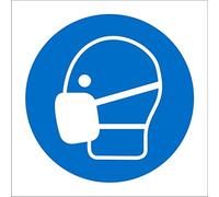 Seco Wear Dust Mask Pictogram Sign, 150mm x 150mm - Self Adhesive Vinyl