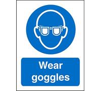Seco Wear Goggles Sign, 150mm x 200mm - 1mm Semi Rigid Plastic