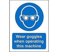 Seco Wear Goggles When Operating This Machine Sign, 200mm x 300mm - 1mm Semi Rigid Plastic