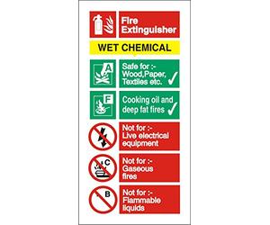 Seco Wet Chemical Fire Extinguisher Sign, 100mm x 200mm - 1mm Semi Rigid Plastic