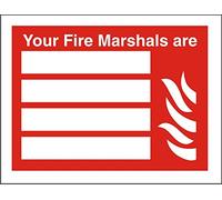 Seco Your Fire Marshals are & Fire Sign, 200mm x 150mm - 1mm Semi Rigid Plastic