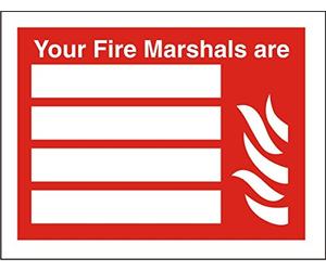 Seco Your Fire Marshals are & Fire Sign, 200mm x 150mm - 1mm Semi Rigid Plastic
